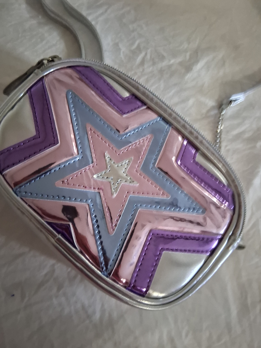 Claire's Metallic Star Crossbody in Silver, Pink, Purple & Blue